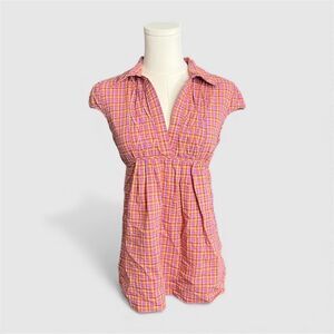 Charlotte Russe Plaid Babydoll Tieback Top